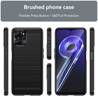 Brushed texture phone case showing front, back, and side cutouts for Realme 10 5G