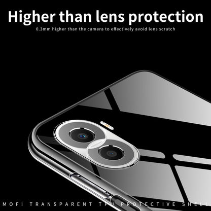 Transparent TPU phone case showing raised lens protection around dual camera openings