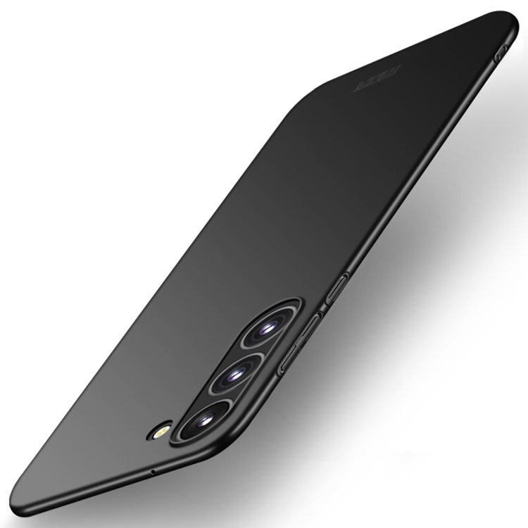 Black ultra-thin hard phone case with camera cutouts and curved back profile.