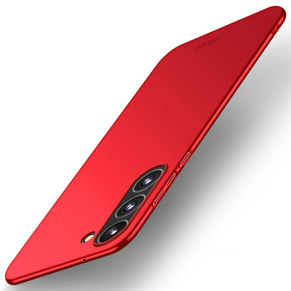 Red ultra-thin hard phone case with raised camera cutout and side button openings