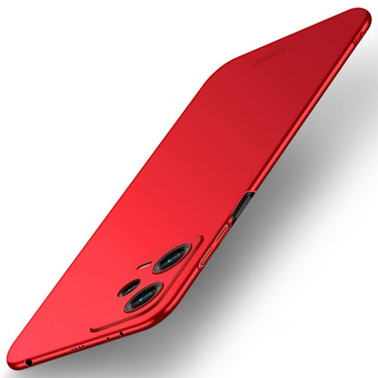 Red ultra-thin hard phone case with raised camera cutout and side button openings
