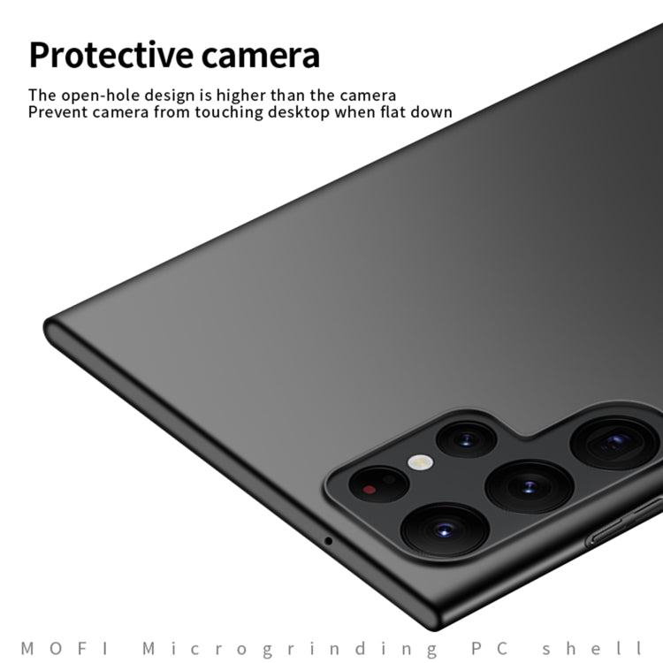 Matte black ultra-thin hard phone case with four camera cutouts and smooth back.