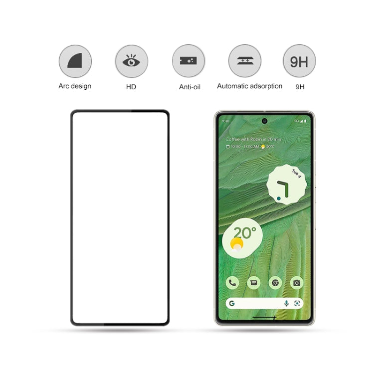 Tempered glass screen protector with 9H hardness, HD and anti-oil protection icons