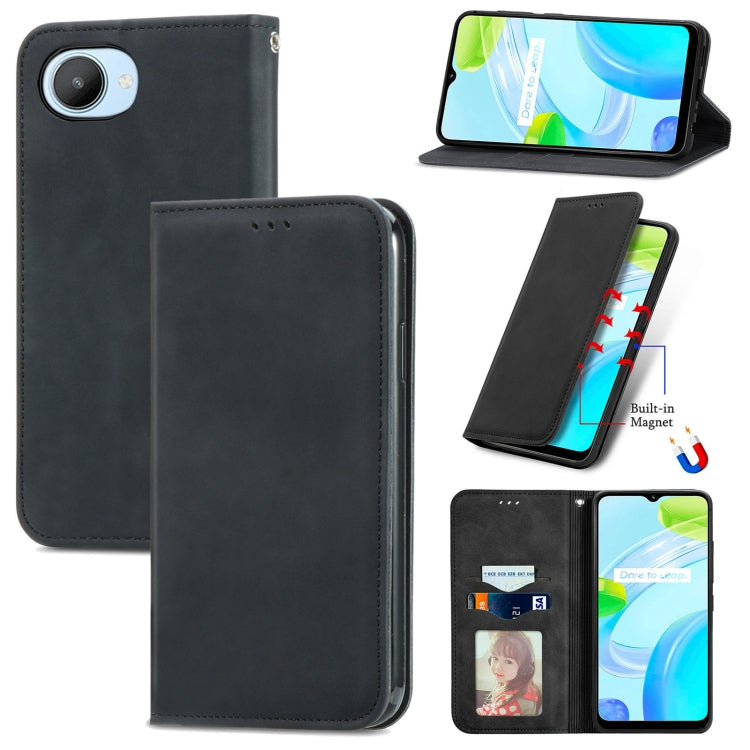 Black magnetic flip leather phone case with card slot and camera cutout for a snug fit