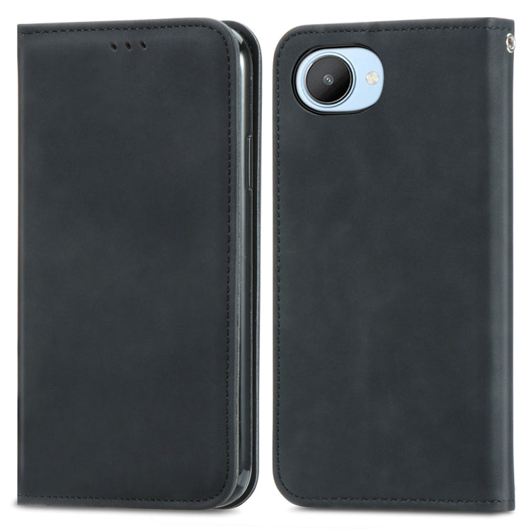Black flip phone case with stitched edges and camera cutout on back