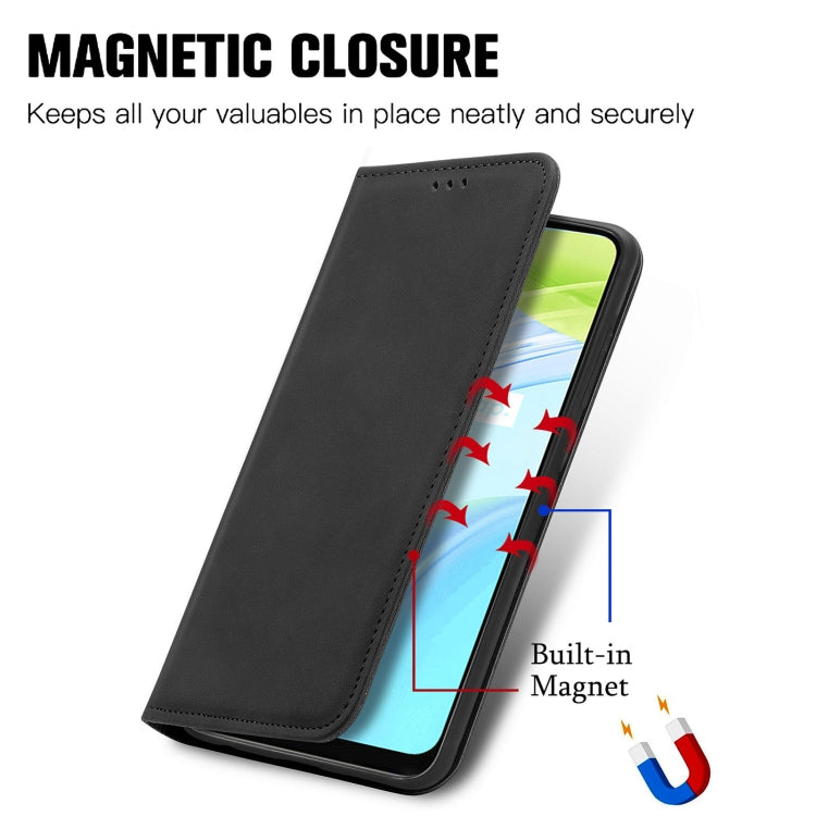 Black magnetic flip leather phone case with secure closure