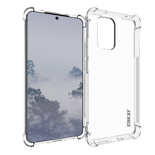 Clear TPU phone case with raised bumper edges, open ports and camera cutout