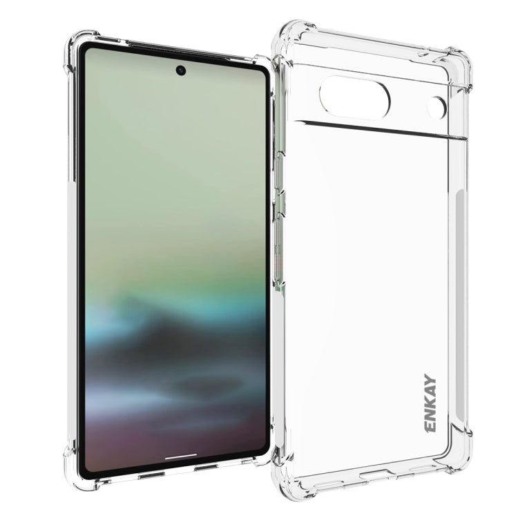 Clear TPU phone case for Google Pixel 7A with ENKAY shockproof corners