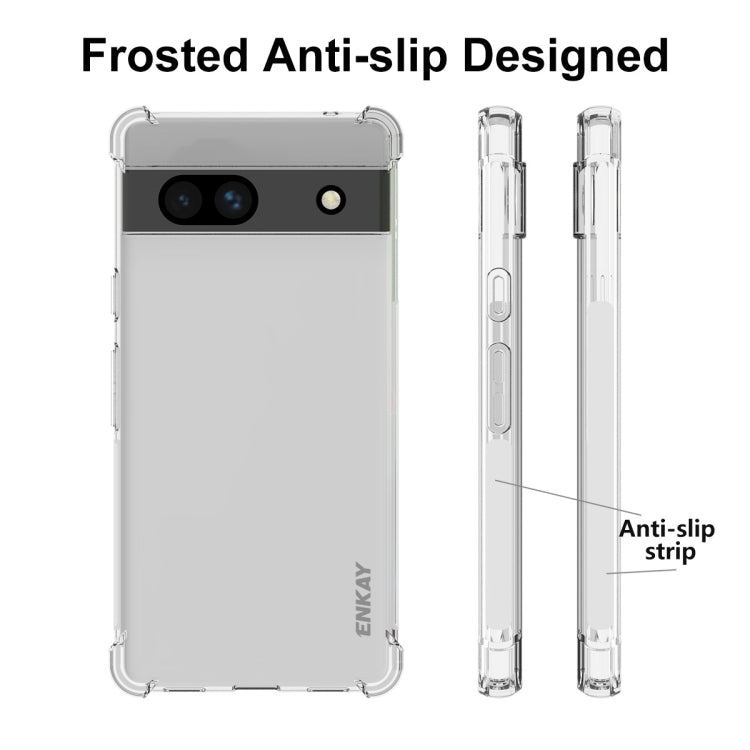 Frosted anti-slip TPU phone case for Google Pixel 7A with ENKAY grip strips