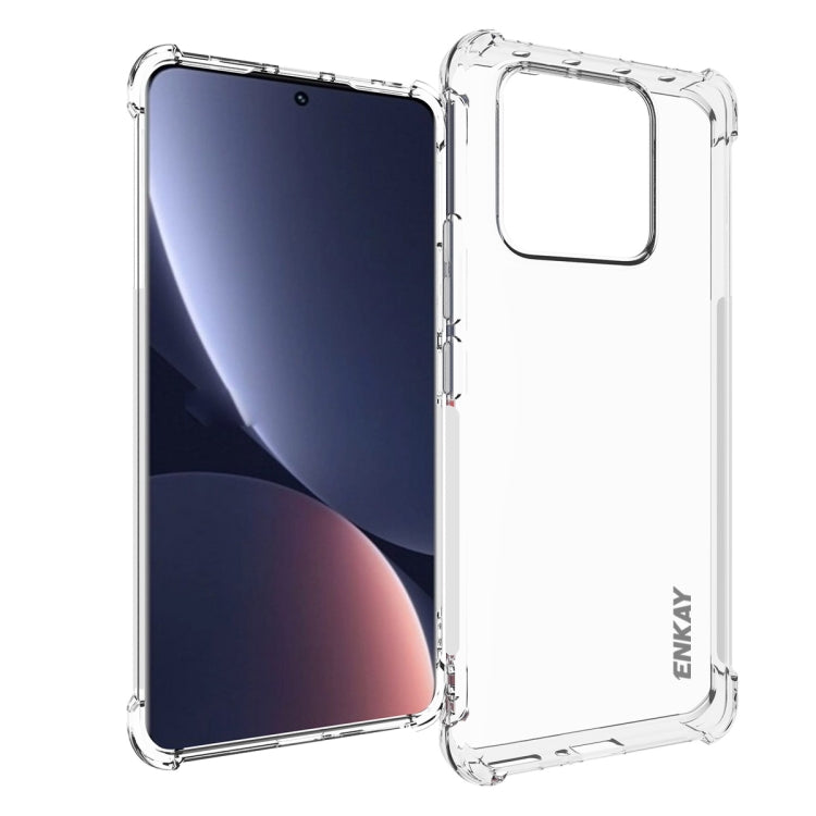ENKAY clear TPU shockproof phone case showing front and back protection