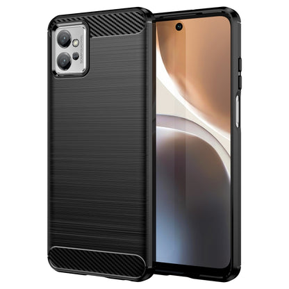 Black brushed texture TPU phone case with carbon fiber-style back and camera cutouts
