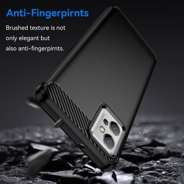 Dark brushed TPU phone case with carbon fiber panel and camera lens opening