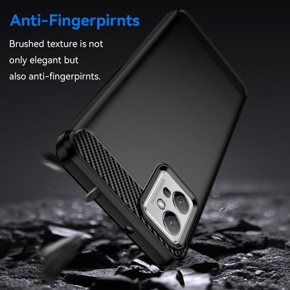 Dark brushed TPU phone case with carbon fiber panel and camera lens opening
