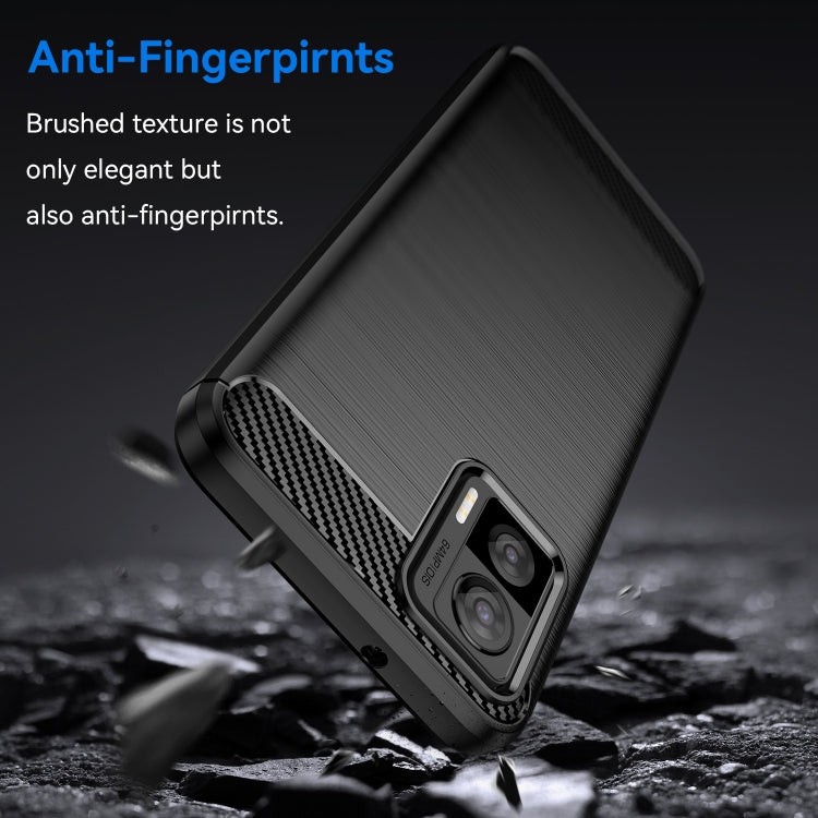 Brushed texture TPU phone case corner with camera cutout, dark finish