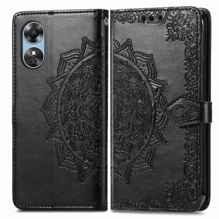 Mandala Flower Embossed Leather Phone Case, For OPPO  A17, For OPPO  A57 4G, For OPPO A57s, For OPPO A97 5G, For vivo Y16, For vivo Y77 5G Global