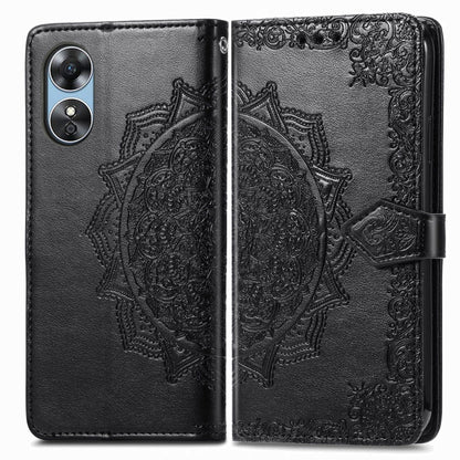 Mandala Flower Embossed Leather Phone Case, For OPPO  A17, For OPPO  A57 4G, For OPPO A57s, For OPPO A97 5G, For vivo Y16, For vivo Y77 5G Global