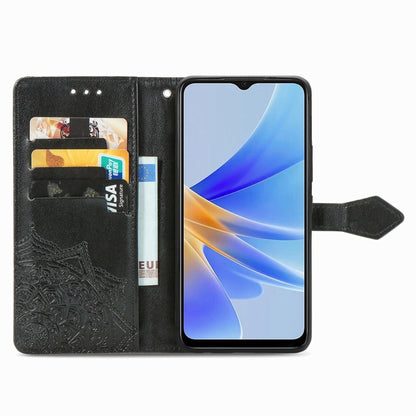 Mandala Flower Embossed Leather Phone Case, For OPPO  A17, For OPPO  A57 4G, For OPPO A57s, For OPPO A97 5G, For vivo Y16, For vivo Y77 5G Global