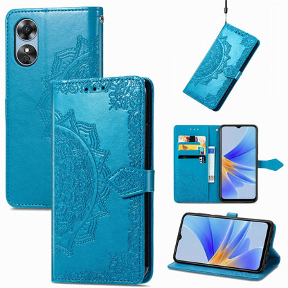 Mandala Flower Embossed Leather Phone Case, For OPPO  A17, For OPPO  A57 4G, For OPPO A57s, For OPPO A97 5G, For vivo Y16, For vivo Y77 5G Global