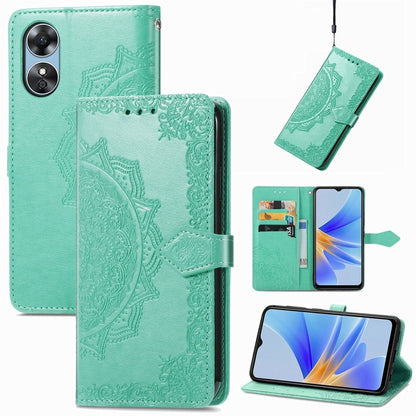 Mandala Flower Embossed Leather Phone Case, For OPPO  A17, For OPPO  A57 4G, For OPPO A57s, For OPPO A97 5G, For vivo Y16, For vivo Y77 5G Global