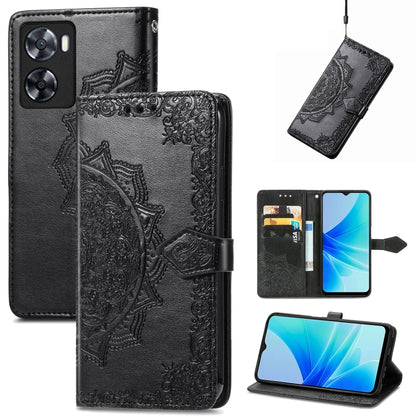 Mandala Flower Embossed Leather Phone Case, For OPPO  A17, For OPPO  A57 4G, For OPPO A57s, For OPPO A97 5G, For vivo Y16, For vivo Y77 5G Global
