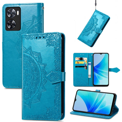 Mandala Flower Embossed Leather Phone Case, For OPPO  A17, For OPPO  A57 4G, For OPPO A57s, For OPPO A97 5G, For vivo Y16, For vivo Y77 5G Global