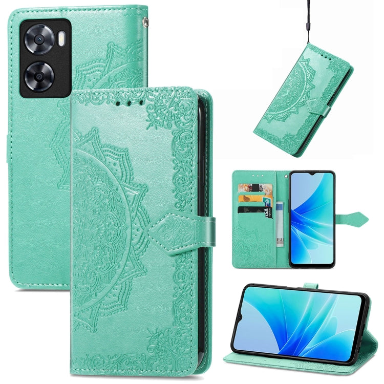 Mandala Flower Embossed Leather Phone Case, For OPPO  A17, For OPPO  A57 4G, For OPPO A57s, For OPPO A97 5G, For vivo Y16, For vivo Y77 5G Global
