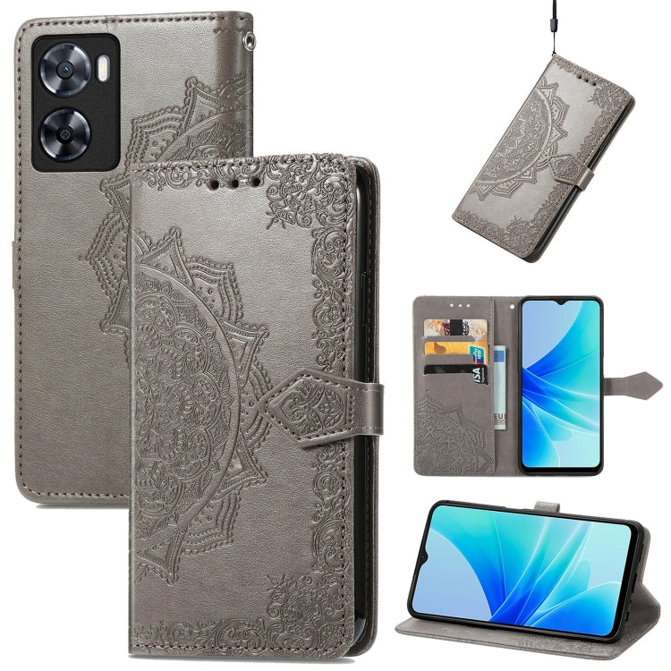 Mandala Flower Embossed Leather Phone Case, For OPPO  A17, For OPPO  A57 4G, For OPPO A57s, For OPPO A97 5G, For vivo Y16, For vivo Y77 5G Global