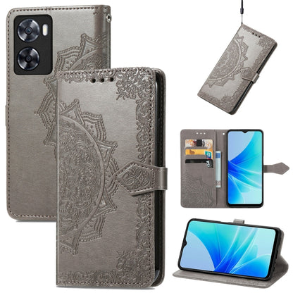 Mandala Flower Embossed Leather Phone Case, For OPPO  A17, For OPPO  A57 4G, For OPPO A57s, For OPPO A97 5G, For vivo Y16, For vivo Y77 5G Global