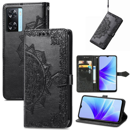 Mandala Flower Embossed Leather Phone Case, For OPPO  A17, For OPPO  A57 4G, For OPPO A57s, For OPPO A97 5G, For vivo Y16, For vivo Y77 5G Global