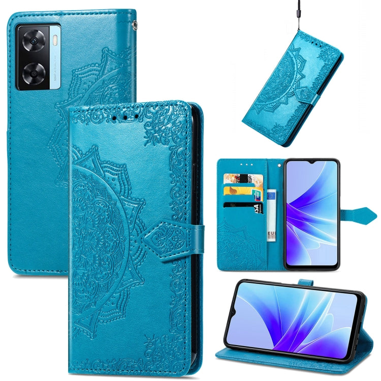 Mandala Flower Embossed Leather Phone Case, For OPPO  A17, For OPPO  A57 4G, For OPPO A57s, For OPPO A97 5G, For vivo Y16, For vivo Y77 5G Global