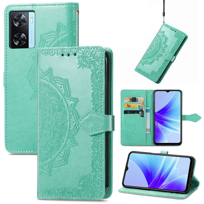 Mandala Flower Embossed Leather Phone Case, For OPPO  A17, For OPPO  A57 4G, For OPPO A57s, For OPPO A97 5G, For vivo Y16, For vivo Y77 5G Global