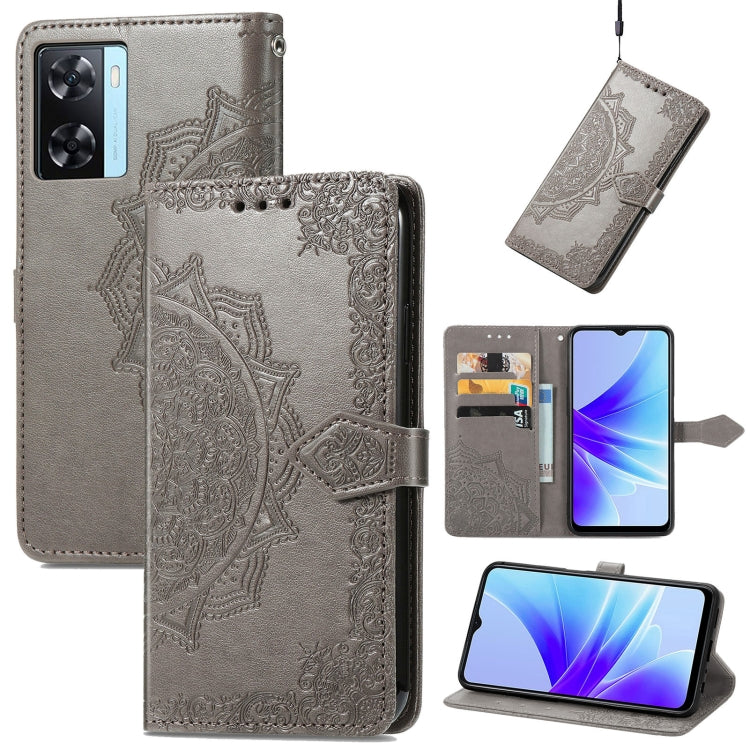 Mandala Flower Embossed Leather Phone Case, For OPPO  A17, For OPPO  A57 4G, For OPPO A57s, For OPPO A97 5G, For vivo Y16, For vivo Y77 5G Global