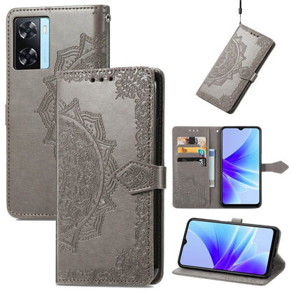 Mandala Flower Embossed Leather Phone Case, For OPPO  A17, For OPPO  A57 4G, For OPPO A57s, For OPPO A97 5G, For vivo Y16, For vivo Y77 5G Global