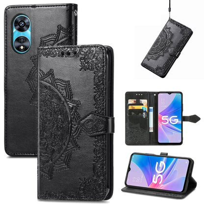 Mandala Flower Embossed Leather Phone Case, For OPPO  A17, For OPPO  A57 4G, For OPPO A57s, For OPPO A97 5G, For vivo Y16, For vivo Y77 5G Global
