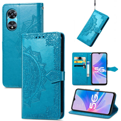 Mandala Flower Embossed Leather Phone Case, For OPPO  A17, For OPPO  A57 4G, For OPPO A57s, For OPPO A97 5G, For vivo Y16, For vivo Y77 5G Global
