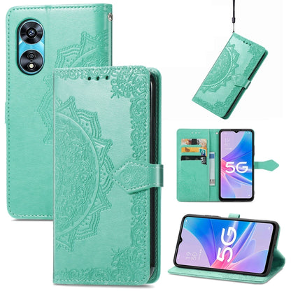 Mandala Flower Embossed Leather Phone Case, For OPPO  A17, For OPPO  A57 4G, For OPPO A57s, For OPPO A97 5G, For vivo Y16, For vivo Y77 5G Global