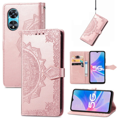 Mandala Flower Embossed Leather Phone Case, For OPPO  A17, For OPPO  A57 4G, For OPPO A57s, For OPPO A97 5G, For vivo Y16, For vivo Y77 5G Global