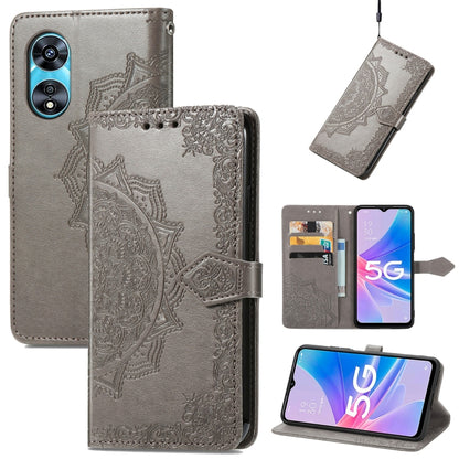 Mandala Flower Embossed Leather Phone Case, For OPPO  A17, For OPPO  A57 4G, For OPPO A57s, For OPPO A97 5G, For vivo Y16, For vivo Y77 5G Global