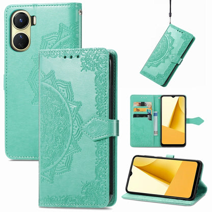 Mandala Flower Embossed Leather Phone Case, For OPPO  A17, For OPPO  A57 4G, For OPPO A57s, For OPPO A97 5G, For vivo Y16, For vivo Y77 5G Global
