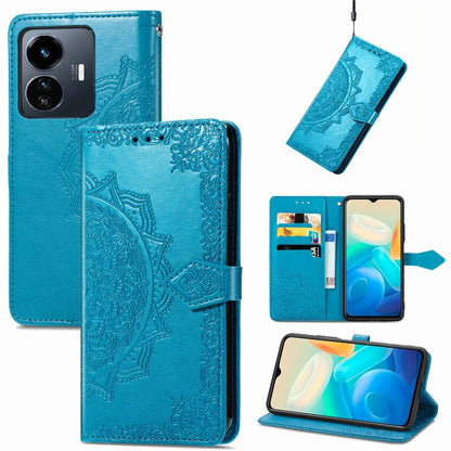 Mandala Flower Embossed Leather Phone Case, For OPPO  A17, For OPPO  A57 4G, For OPPO A57s, For OPPO A97 5G, For vivo Y16, For vivo Y77 5G Global