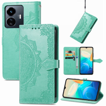 Mandala Flower Embossed Leather Phone Case, For OPPO  A17, For OPPO  A57 4G, For OPPO A57s, For OPPO A97 5G, For vivo Y16, For vivo Y77 5G Global