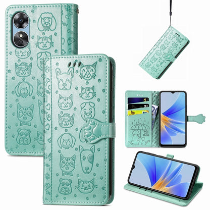 Cat and Dog Embossed Leather Phone Case, For OPPO A17, For OPPO A97 5G, For Realme C33, For vivo Y16, For vivo Y77 5G Global
