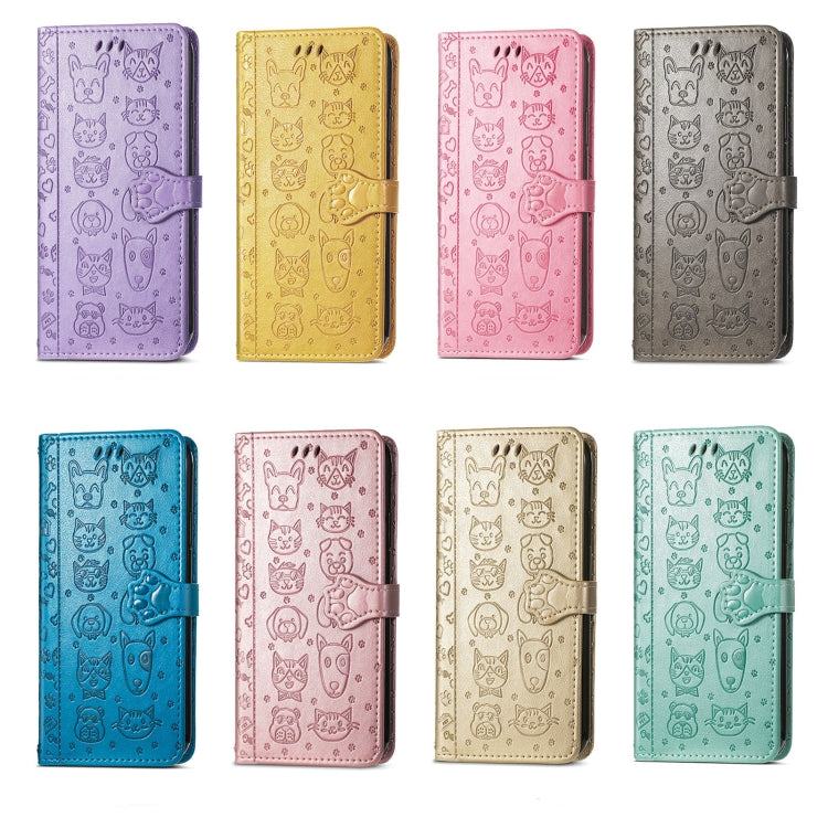 Cat and Dog Embossed Leather Phone Case, For OPPO A17, For OPPO A97 5G, For Realme C33, For vivo Y16, For vivo Y77 5G Global