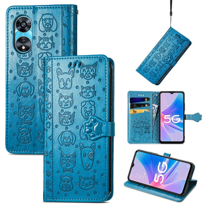 Cat and Dog Embossed Leather Phone Case, For OPPO A17, For OPPO A97 5G, For Realme C33, For vivo Y16, For vivo Y77 5G Global