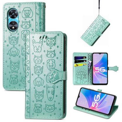 Cat and Dog Embossed Leather Phone Case, For OPPO A17, For OPPO A97 5G, For Realme C33, For vivo Y16, For vivo Y77 5G Global