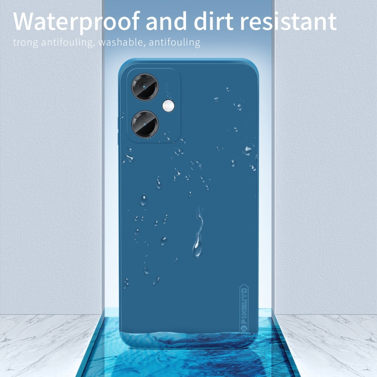 Blue silicone TPU phone case with water droplets on the back surface.