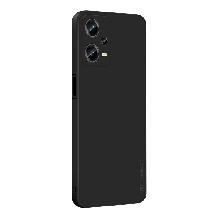 Black liquid silicone TPU phone case with camera lens openings and side cutouts.