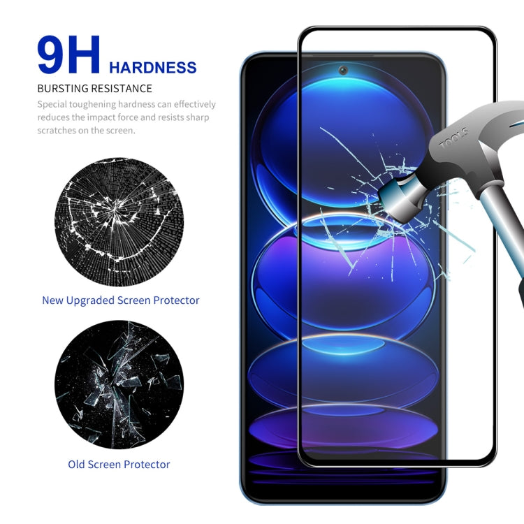 Tempered glass screen protector for Redmi Note 12 with full adhesive coverage