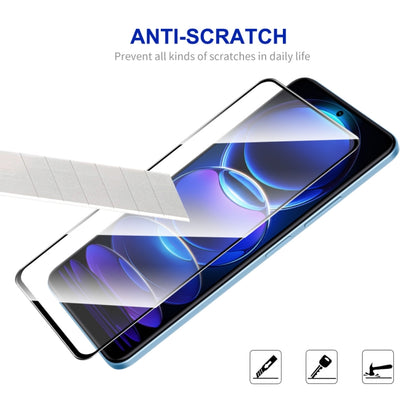 Full-coverage tempered glass screen protector for Redmi Note 12 applied to phone