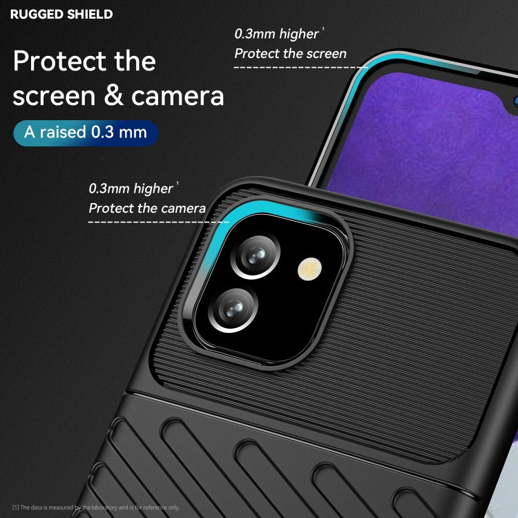 Black rugged shockproof TPU phone case with camera cutout and raised screen lip